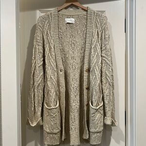 Lucky Brand Cozy Cable Knit Cardigan Sweater M